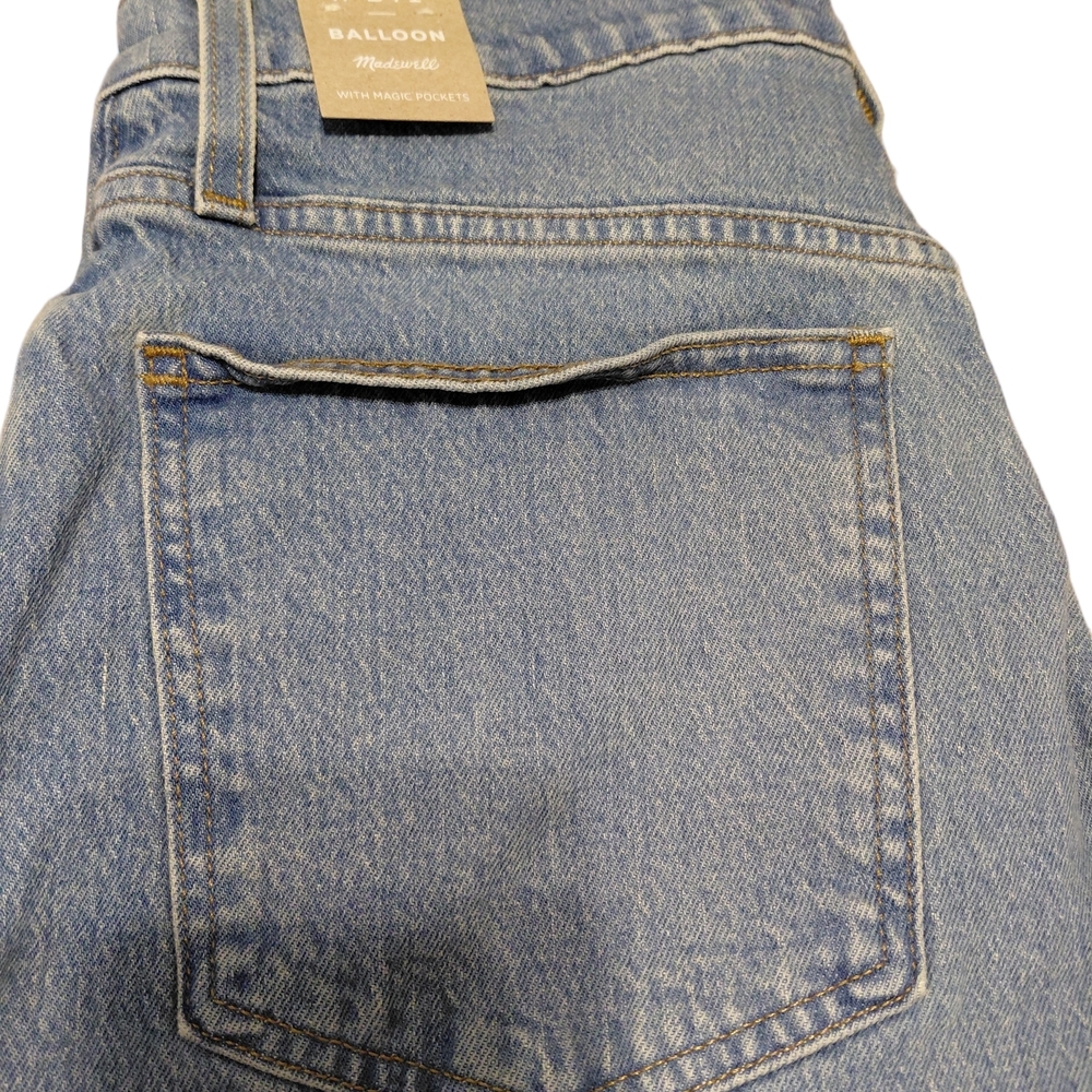 NWT Madewell Balloon Jeans 27P Petite High Rise Magic Pockets Light Wash - Picture 4 of 11